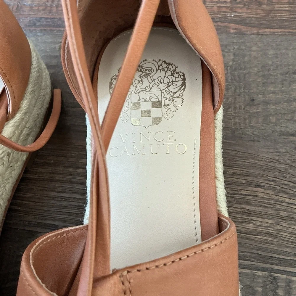 Vince Camuto Kellia Gladiator leather Espadrille Sandals Tan Size 8.5
